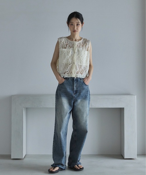 feepur(フェピュール)の「コードレースシアーベスト(ベスト・レディース・アイボリー/ブラック・MEDIUM)」の20枚目の写真