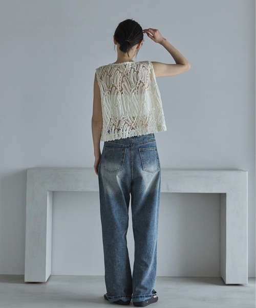 feepur(フェピュール)の「コードレースシアーベスト(ベスト・レディース・アイボリー/ブラック・MEDIUM)」の5枚目の写真