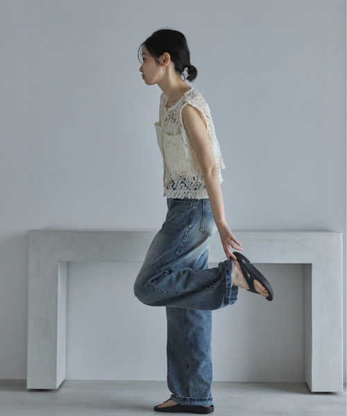 feepur(フェピュール)の「コードレースシアーベスト(ベスト・レディース・アイボリー/ブラック・MEDIUM)」の6枚目の写真