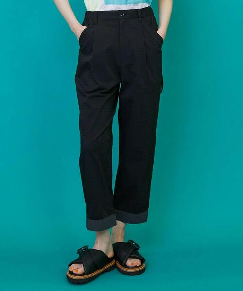 FRAPBOIS（フラボア）の「ボーダーサッカー パンツ（その他パンツ・レディース・ブラック/カーキ・1/2）」の2枚目の写真