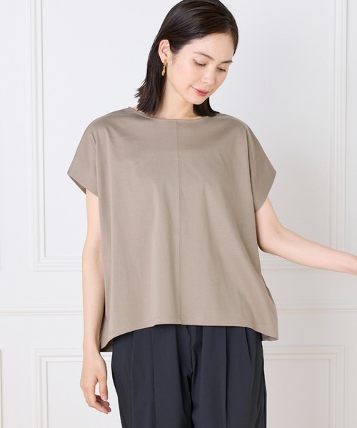 I.T.'S international(イッツインターナショナル)の「【接触冷感】ボックスシルエットプルオーバー(Tシャツ/カットソー・レディース・ベージュ/チャコールグレー/グレー/オフホワイト/イエロー・フリー)」の2枚目の写真