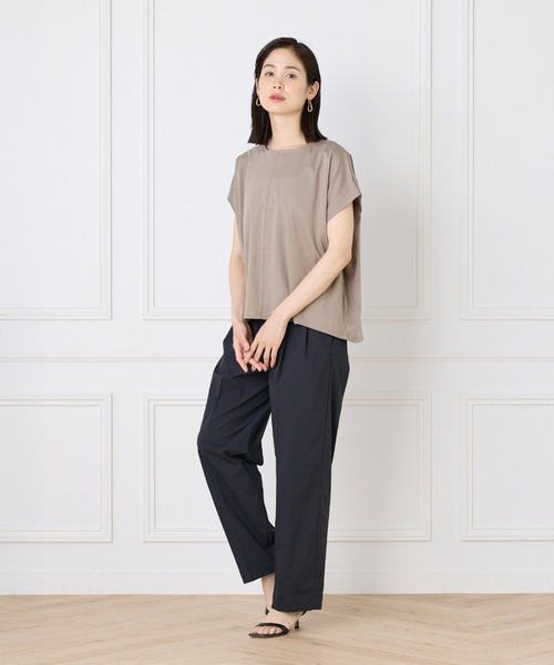 I.T.'S international(イッツインターナショナル)の「【接触冷感】ボックスシルエットプルオーバー(Tシャツ/カットソー・レディース・ベージュ/チャコールグレー/グレー/オフホワイト/イエロー・フリー)」の6枚目の写真