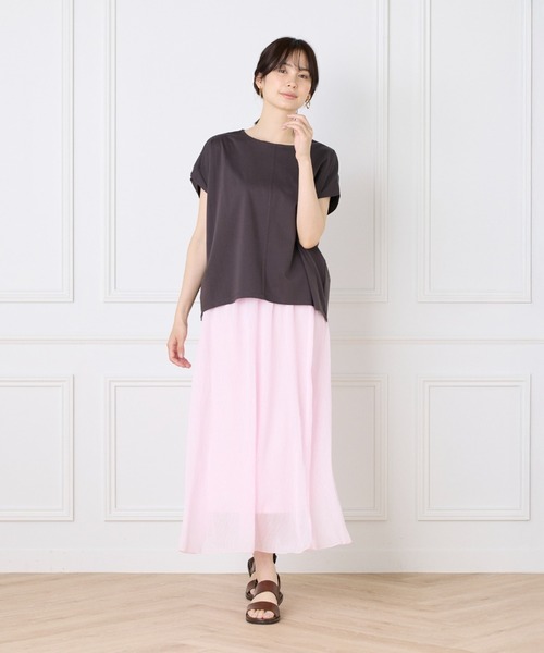 I.T.'S international(イッツインターナショナル)の「【接触冷感】ボックスシルエットプルオーバー(Tシャツ/カットソー・レディース・ベージュ/チャコールグレー/グレー/オフホワイト/イエロー・フリー)」の11枚目の写真
