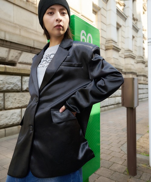 DURAS(デュラス)の「グロスサテンジャケット(テーラードジャケット・レディース・グレー/ブラウン/ブラック・FREE)」の17枚目の写真