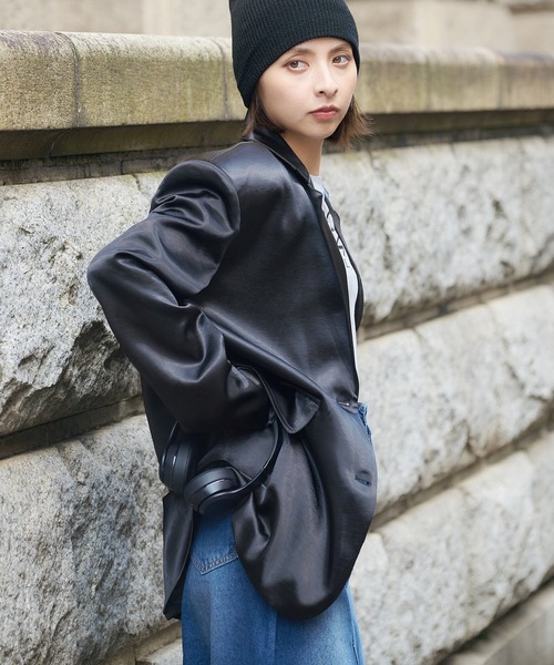 DURAS(デュラス)の「グロスサテンジャケット(テーラードジャケット・レディース・グレー/ブラウン/ブラック・FREE)」の18枚目の写真