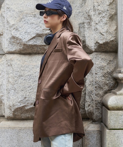 DURAS(デュラス)の「グロスサテンジャケット(テーラードジャケット・レディース・グレー/ブラウン/ブラック・FREE)」の22枚目の写真