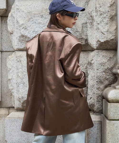 DURAS(デュラス)の「グロスサテンジャケット(テーラードジャケット・レディース・グレー/ブラウン/ブラック・FREE)」の11枚目の写真