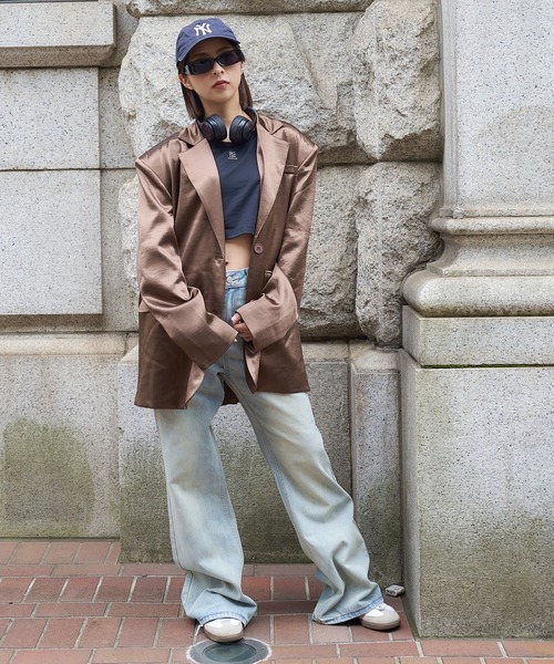 DURAS(デュラス)の「グロスサテンジャケット(テーラードジャケット・レディース・グレー/ブラウン/ブラック・FREE)」の12枚目の写真