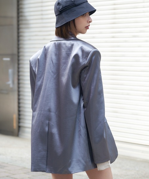 DURAS(デュラス)の「グロスサテンジャケット(テーラードジャケット・レディース・グレー/ブラウン/ブラック・FREE)」の16枚目の写真