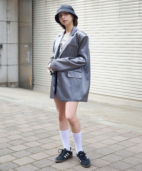 DURAS(デュラス)の「グロスサテンジャケット(テーラードジャケット・レディース・グレー/ブラウン/ブラック・FREE)」の6枚目の写真