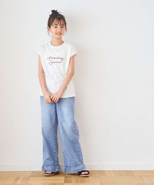 coca（coca）（コカ）の「【WEB限定セール】キッズ　裾フリルデニムパンツ（デニムパンツ・キッズ・ブルー・120/130/140/150）」の2枚目の写真