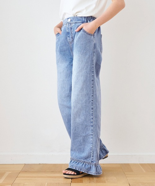 coca（coca）（コカ）の「【WEB限定セール】キッズ　裾フリルデニムパンツ（デニムパンツ・キッズ・ブルー・120/130/140/150）」の4枚目の写真