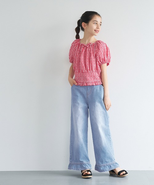 coca（coca）（コカ）の「【WEB限定セール】キッズ　裾フリルデニムパンツ（デニムパンツ・キッズ・ブルー・120/130/140/150）」の7枚目の写真