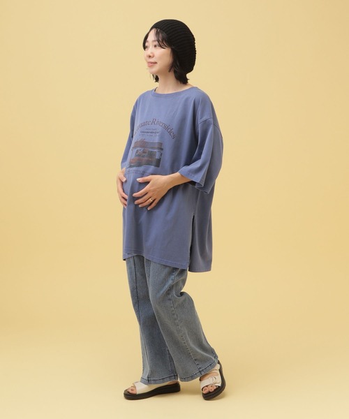 新品　ピンタックデニムフレアパンツ2 LEPSIM レプシィム　ライトブルー 産前・産後対応】マタニティ／ピンタックデニムフレアパンツ2