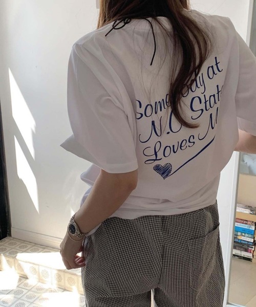 Doula Doula(ドゥーラドゥーラ)の「バックロゴプリントTシャツ(Tシャツ/カットソー・レディース・ホワイト/ブルー・FREE)」の20枚目の写真