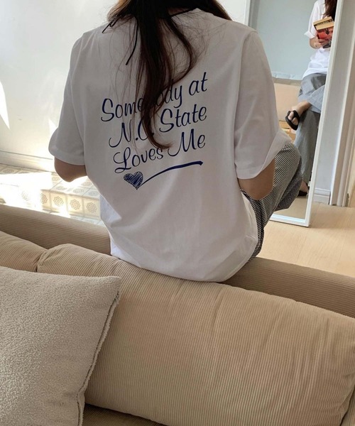 Doula Doula(ドゥーラドゥーラ)の「バックロゴプリントTシャツ(Tシャツ/カットソー・レディース・ホワイト/ブルー・FREE)」の22枚目の写真