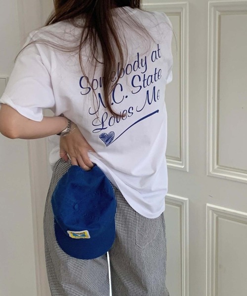 Doula Doula(ドゥーラドゥーラ)の「バックロゴプリントTシャツ(Tシャツ/カットソー・レディース・ホワイト/ブルー・FREE)」の14枚目の写真