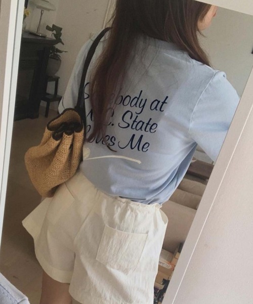 Doula Doula(ドゥーラドゥーラ)の「バックロゴプリントTシャツ(Tシャツ/カットソー・レディース・ホワイト/ブルー・FREE)」の12枚目の写真