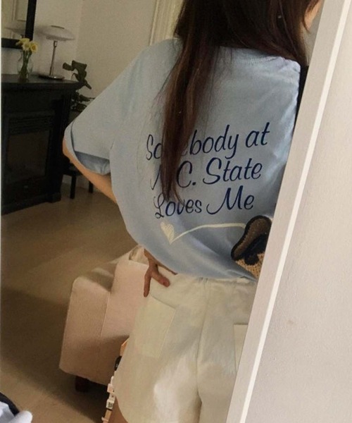 Doula Doula(ドゥーラドゥーラ)の「バックロゴプリントTシャツ(Tシャツ/カットソー・レディース・ホワイト/ブルー・FREE)」の13枚目の写真