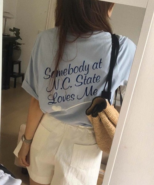 Doula Doula(ドゥーラドゥーラ)の「バックロゴプリントTシャツ(Tシャツ/カットソー・レディース・ホワイト/ブルー・FREE)」の3枚目の写真