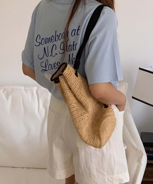 Doula Doula(ドゥーラドゥーラ)の「バックロゴプリントTシャツ(Tシャツ/カットソー・レディース・ホワイト/ブルー・FREE)」の6枚目の写真