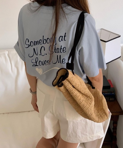 Doula Doula(ドゥーラドゥーラ)の「バックロゴプリントTシャツ(Tシャツ/カットソー・レディース・ホワイト/ブルー・FREE)」の7枚目の写真