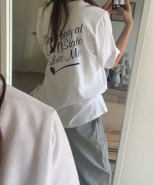 Doula Doula(ドゥーラドゥーラ)の「バックロゴプリントTシャツ(Tシャツ/カットソー・レディース・ホワイト/ブルー・FREE)」の17枚目の写真