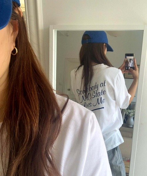 Doula Doula(ドゥーラドゥーラ)の「バックロゴプリントTシャツ(Tシャツ/カットソー・レディース・ホワイト/ブルー・FREE)」の18枚目の写真