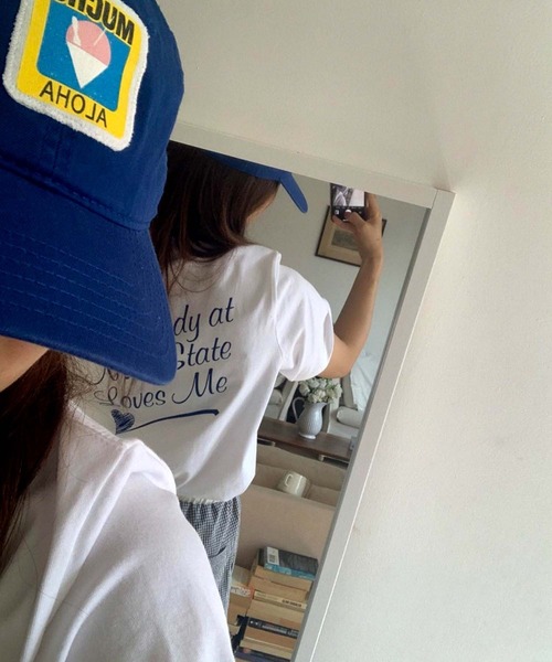 Doula Doula(ドゥーラドゥーラ)の「バックロゴプリントTシャツ(Tシャツ/カットソー・レディース・ホワイト/ブルー・FREE)」の10枚目の写真