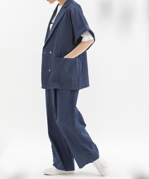 nop de nod（ノップドゥノッド）の「Cloche半袖テーラードジャケット（テーラードジャケット・レディース・ブラック/ブルー系その他/インディゴブルー・3）」の11枚目の写真