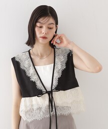THE SHOP TK  | レースフリルサテンベスト【洗える】(ベスト)