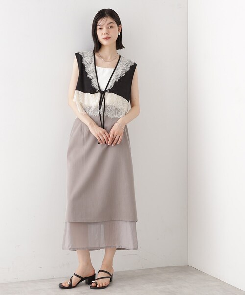 THE SHOP TK （ザ ショップ ティーケー ）の「レースフリルサテンベスト【洗える】（ベスト・レディース・ブラック系4/ブラウン系5・99）」の5枚目の写真