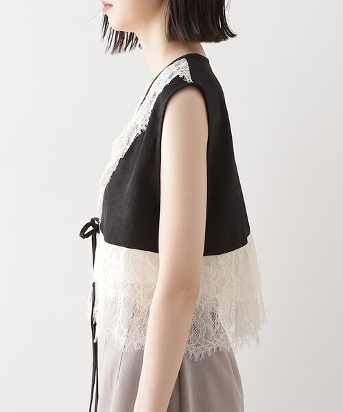 THE SHOP TK （ザ ショップ ティーケー ）の「レースフリルサテンベスト【洗える】（ベスト・レディース・ブラック系4/ブラウン系5・99）」の12枚目の写真