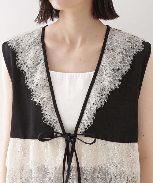 THE SHOP TK （ザ ショップ ティーケー ）の「レースフリルサテンベスト【洗える】（ベスト・レディース・ブラック系4/ブラウン系5・99）」の14枚目の写真