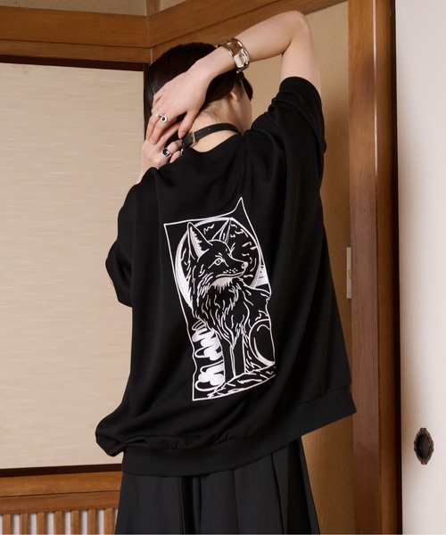 狐独】フォックス刺繍ルーズTシャツ（Tシャツ/カットソー