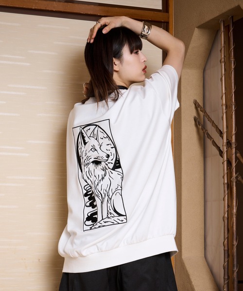 狐独(コドク)の「フォックス刺繍ルーズTシャツ(Tシャツ/カットソー・メンズ・ブラック/オフホワイト・MEDIUM/LARGE)」の19枚目の写真