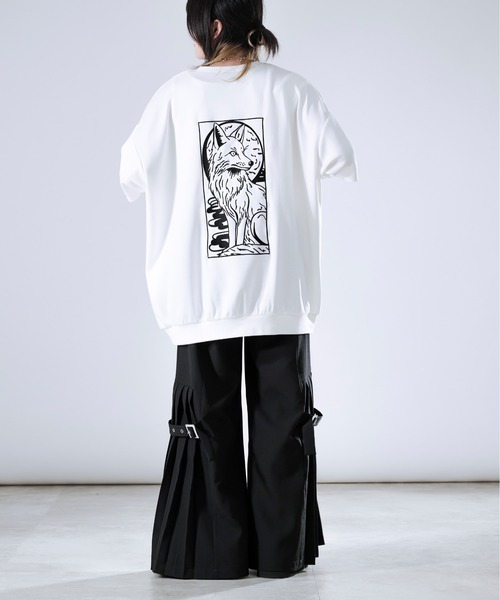 狐独(コドク)の「フォックス刺繍ルーズTシャツ(Tシャツ/カットソー・メンズ・ブラック/オフホワイト・MEDIUM/LARGE)」の8枚目の写真
