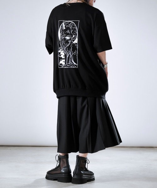 狐独(コドク)の「フォックス刺繍ルーズTシャツ(Tシャツ/カットソー・メンズ・ブラック/オフホワイト・MEDIUM/LARGE)」の3枚目の写真