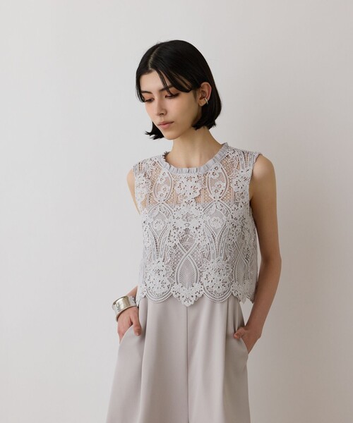 GRACE CONTINENTAL（グレースコンチネンタル）の「レースコンビサロペット（サロペット/オーバーオール・レディース・グレー/ブラック・36/38）」の15枚目の写真