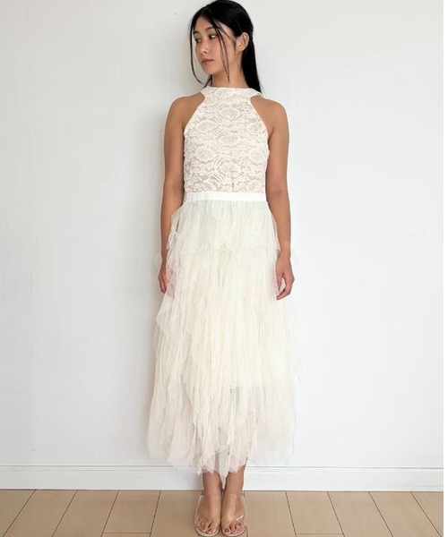 新作 AMERICAN SLEEVE LAYERED KNIT DRESS