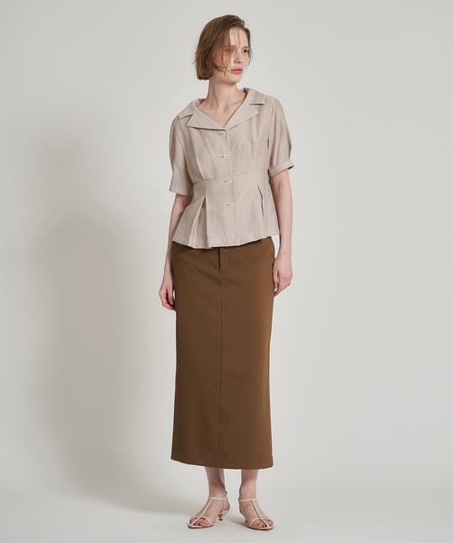 ESTNATION（エストネーション）の「ESTNATION / Iライン バックサイドスリット スカート（スカート・レディース・ブラック/カーキ・38/36）」の6枚目の写真