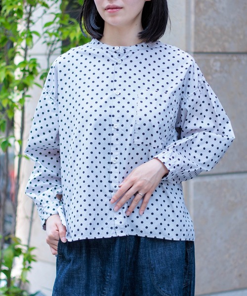 D.M.G / ディーエムジー] ブロードドット BIGポケットワイドシャツ