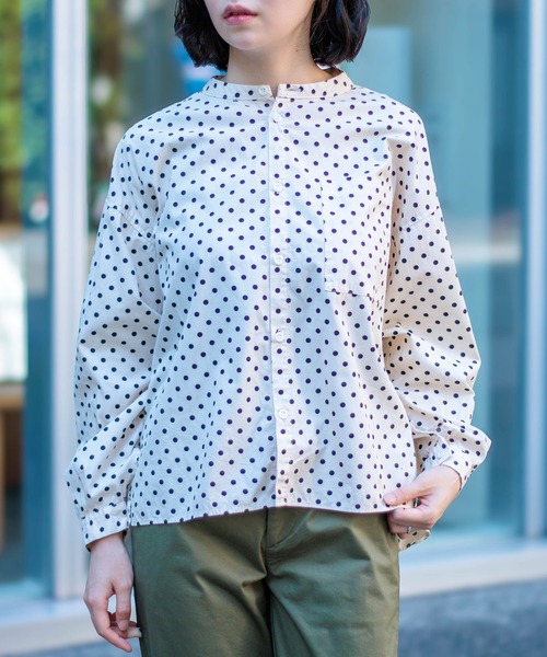 D.M.G.（ドミンゴ）の「[D.M.G / ディーエムジー] ブロードドット BIGポケットワイドシャツ（シャツ/ブラウス・レディース・グレー系その他/ベージュ系その他・2/3）」の2枚目の写真