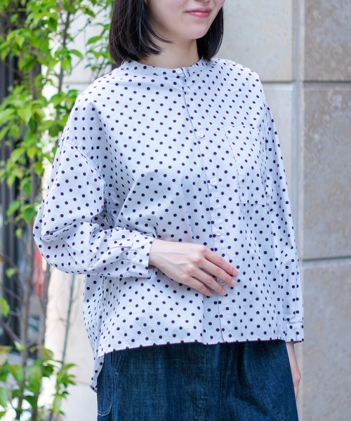 D.M.G.（ドミンゴ）の「[D.M.G / ディーエムジー] ブロードドット BIGポケットワイドシャツ（シャツ/ブラウス・レディース・グレー系その他/ベージュ系その他・2/3）」の4枚目の写真