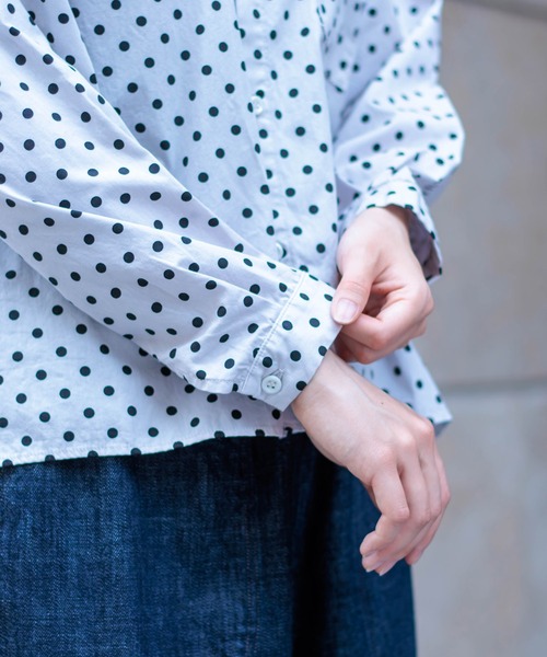 D.M.G.（ドミンゴ）の「[D.M.G / ディーエムジー] ブロードドット BIGポケットワイドシャツ（シャツ/ブラウス・レディース・グレー系その他/ベージュ系その他・2/3）」の16枚目の写真