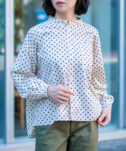 D.M.G.（ドミンゴ）の「[D.M.G / ディーエムジー] ブロードドット BIGポケットワイドシャツ（シャツ/ブラウス・レディース・グレー系その他/ベージュ系その他・2/3）」の9枚目の写真