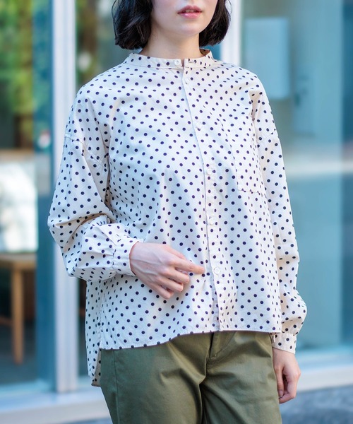 D.M.G.（ドミンゴ）の「[D.M.G / ディーエムジー] ブロードドット BIGポケットワイドシャツ（シャツ/ブラウス・レディース・グレー系その他/ベージュ系その他・2/3）」の10枚目の写真