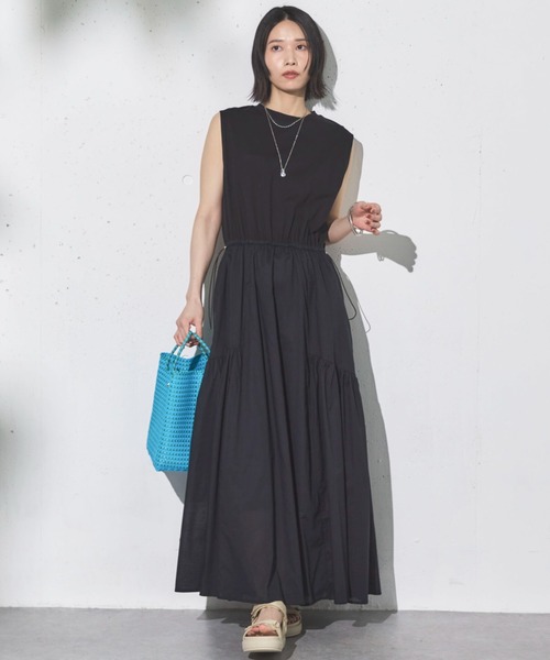 Doux archives（ドゥアルシーヴ）の「カットコンビギャザーワンピース（ワンピース・レディース・ダークブラウン/パープル/ブラック・38）」の18枚目の写真