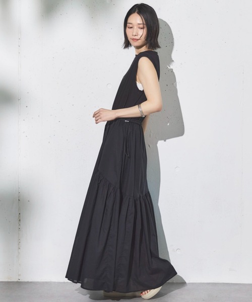 Doux archives（ドゥアルシーヴ）の「カットコンビギャザーワンピース（ワンピース・レディース・ダークブラウン/パープル/ブラック・38）」の21枚目の写真