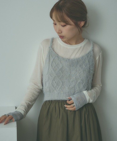 OAF ニットビスチェ　LAYERED WOOL BUSTIER GRAY LAYERED WOOL BUSTIER TAN